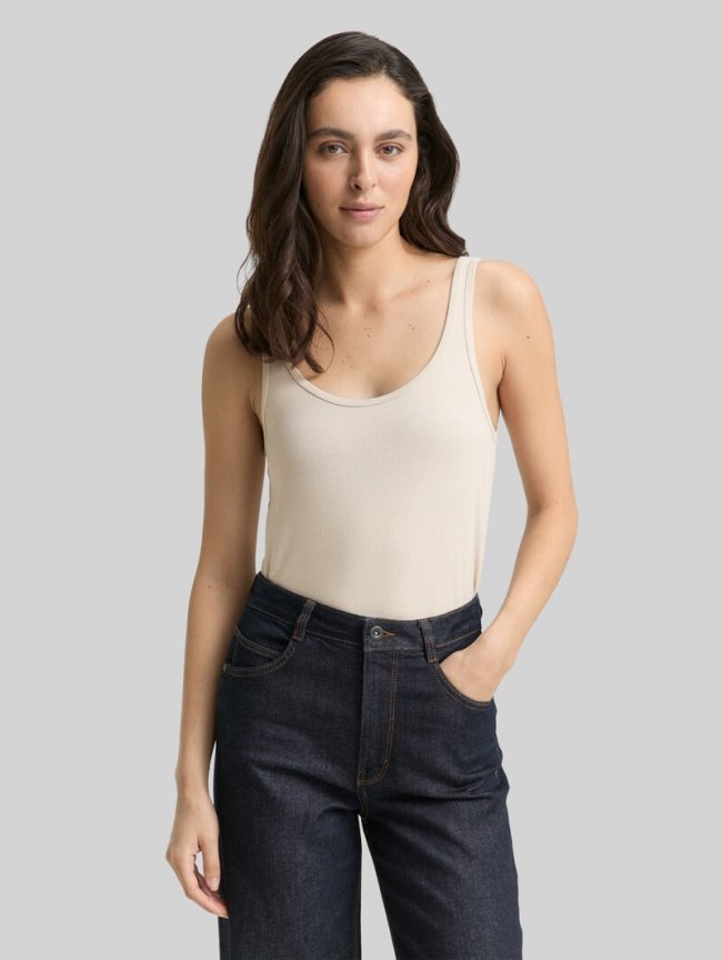Tom Tailor Basic Slim Fit Top - Sand Stone Beige Tom Tailor Basic Slim Fit Top - Sand Stone Beige
