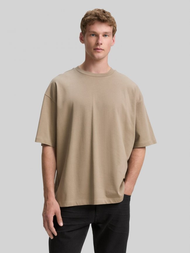 Tom Tailor Oversize T-Shirt aus Baumwolle - Roasted Nut Brown Tom Tailor Oversize T-Shirt aus Baumwolle - Roasted Nut Brown