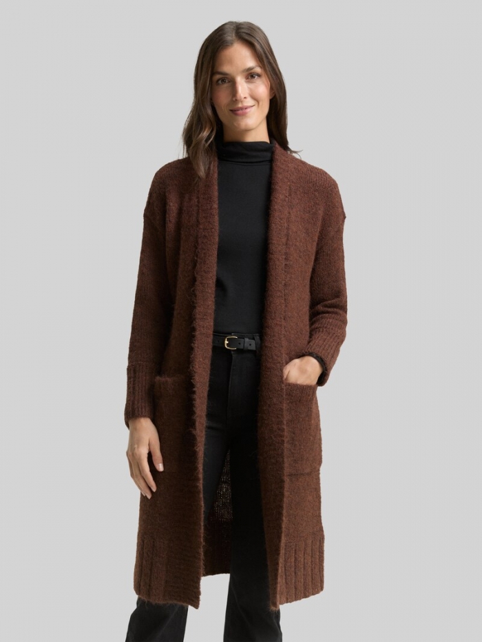 Tom Tailor Oversize Cardigan mit Wollanteil - Dark Pecan Brown Melange Tom Tailor Oversize Cardigan mit Wollanteil - Dark Pecan Brown Melange