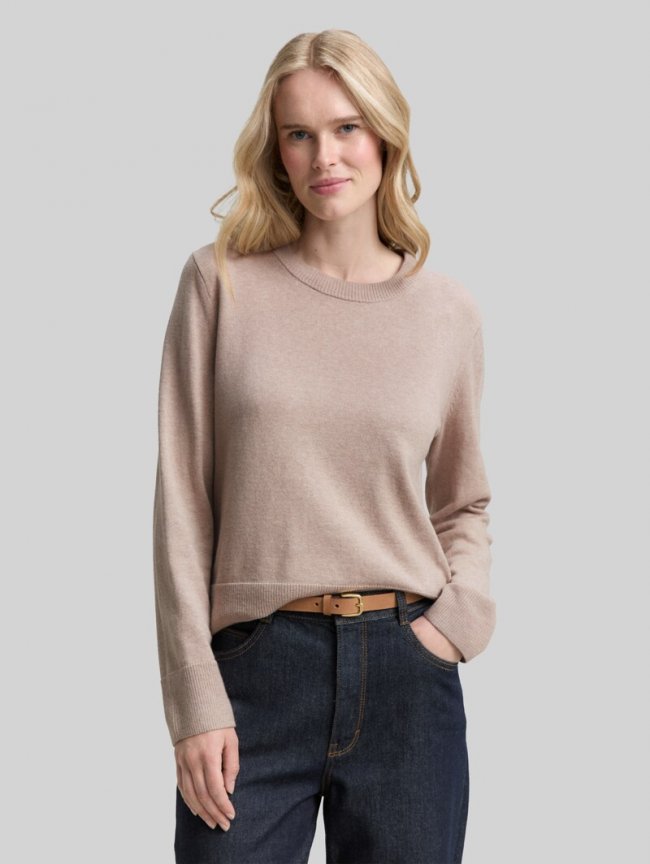 Tom Tailor Strickpullover mit Kaschmir-Anteil - Soft Taupe Melange Tom Tailor Strickpullover mit Kaschmir-Anteil - Soft Taupe Melange