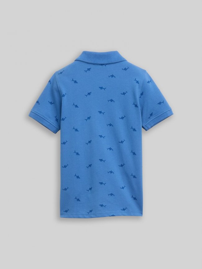 Tom Tailor Piqué Poloshirt mit Stickerei - Small Blue Shark Print Tom Tailor Piqué Poloshirt mit Stickerei - Small Blue Shark Print