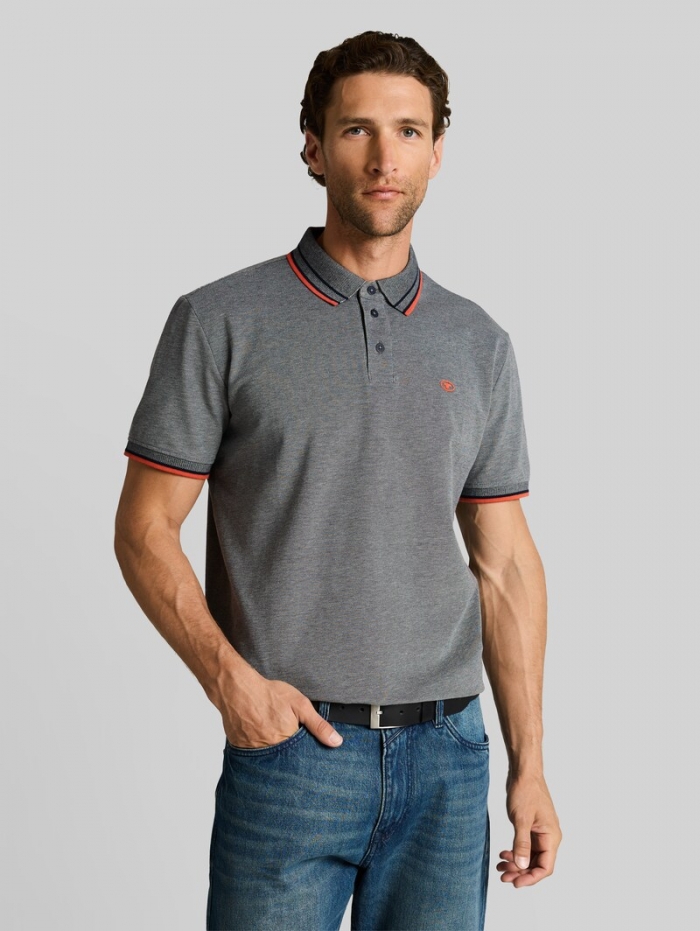 Tom Tailor Piqué Poloshirt mit Logo-Print - Greyish Green Two Tone Pique Tom Tailor Piqué Poloshirt mit Logo-Print - Greyish Green Two Tone Pique