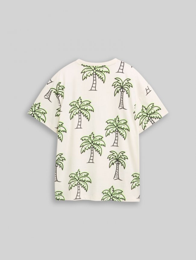 Tom Tailor Oversize T-Shirt mit Muster - Large Neon Detail Palm Trees Tom Tailor Oversize T-Shirt mit Muster - Large Neon Detail Palm Trees