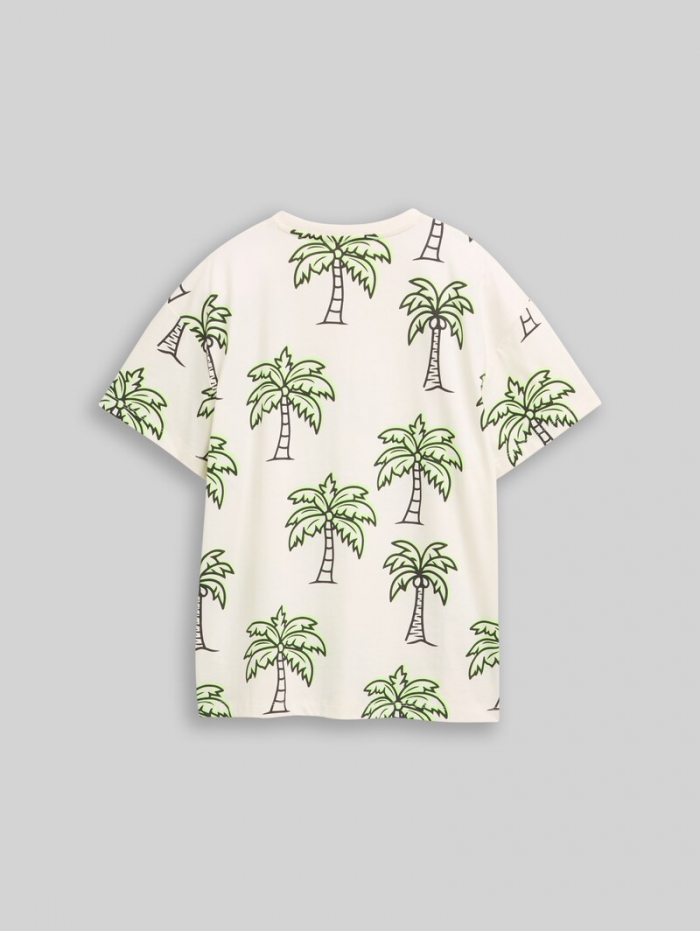 Tom Tailor Oversize T-Shirt mit Muster - Large Neon Detail Palm Trees Tom Tailor Oversize T-Shirt mit Muster - Large Neon Detail Palm Trees