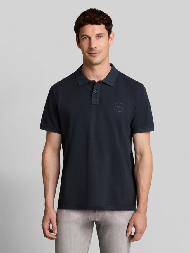 Tom Tailor Piqué Poloshirt mit Logo-Print - Sky Captain Blue Tom Tailor Piqué Poloshirt mit Logo-Print - Sky Captain Blue