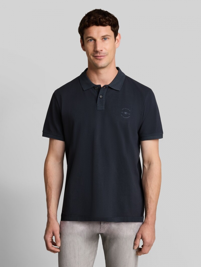Tom Tailor Piqué Poloshirt mit Logo-Print - Sky Captain Blue Tom Tailor Piqué Poloshirt mit Logo-Print - Sky Captain Blue
