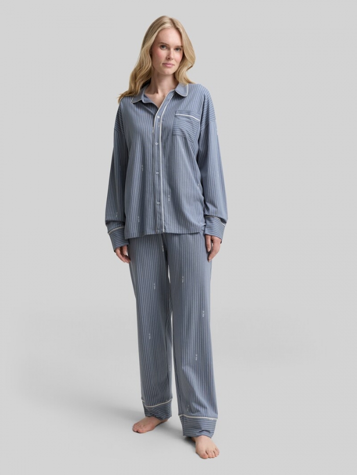 Tom Tailor Pyjama-Set mit Streifenmuster - Blue-medium-vertical Stripe Tom Tailor Pyjama-Set mit Streifenmuster - Blue-medium-vertical Stripe