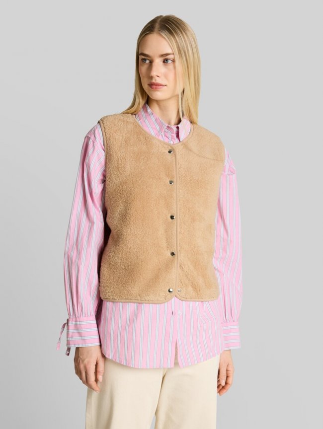 Tom Tailor Loose Fit Teddy Weste - Caramel Beige Tom Tailor Loose Fit Teddy Weste - Caramel Beige