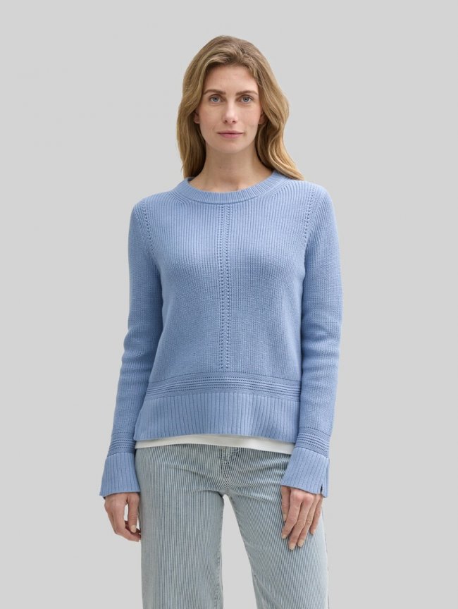 Tom Tailor Strickpullover mit Schlitz-Details - Flawless Blue Tom Tailor Strickpullover mit Schlitz-Details - Flawless Blue