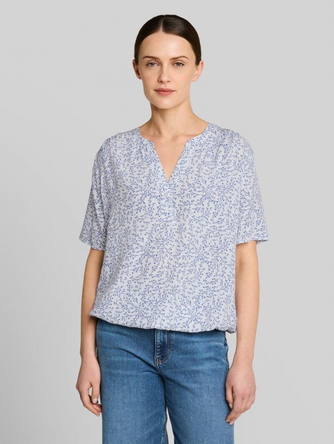 Tom Tailor Bluse mit Muster - White Small Leaves Design Tom Tailor Bluse mit Muster - White Small Leaves Design