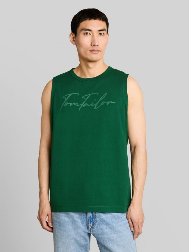 Tom Tailor Tanktop mit Logo-Print - Garden Green Tom Tailor Tanktop mit Logo-Print - Garden Green