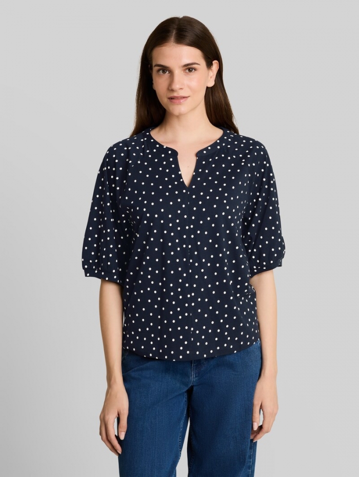 Tom Tailor T-Shirt mit Punktemuster - Navy White Small Dot Design Tom Tailor T-Shirt mit Punktemuster - Navy White Small Dot Design