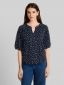 Tom Tailor T-Shirt mit Punktemuster - Navy White Small Dot Design