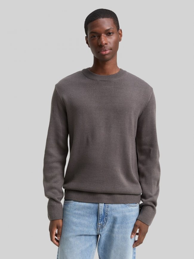Tom Tailor Strickpullover mit Rundhalsausschnitt - Classic Mid Grey Tom Tailor Strickpullover mit Rundhalsausschnitt - Classic Mid Grey