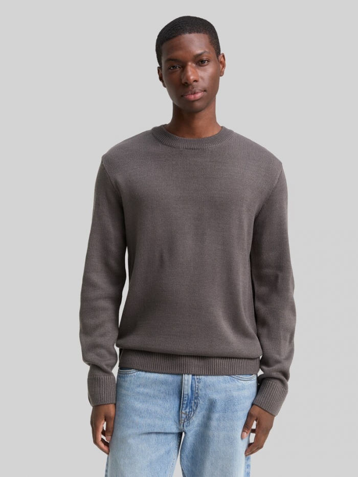 Tom Tailor Strickpullover mit Rundhalsausschnitt - Classic Mid Grey Tom Tailor Strickpullover mit Rundhalsausschnitt - Classic Mid Grey