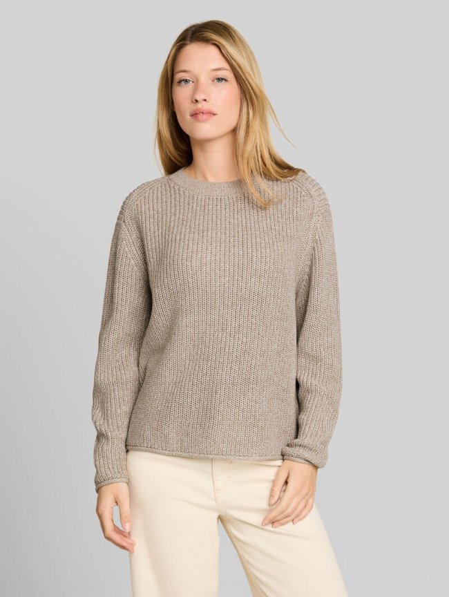 Tom Tailor Relaxed Fit Strickpullover - Beige White Mouline Tom Tailor Relaxed Fit Strickpullover - Beige White Mouline