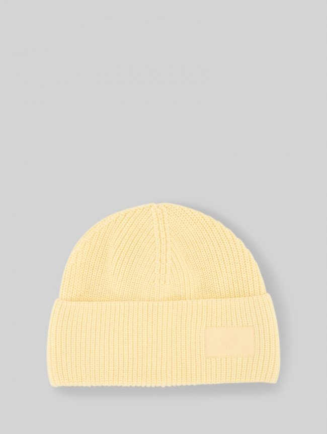 Tom Tailor Beanie Mütze mit Badge - Soft Vanilla Yellow Tom Tailor Beanie Mütze mit Badge - Soft Vanilla Yellow