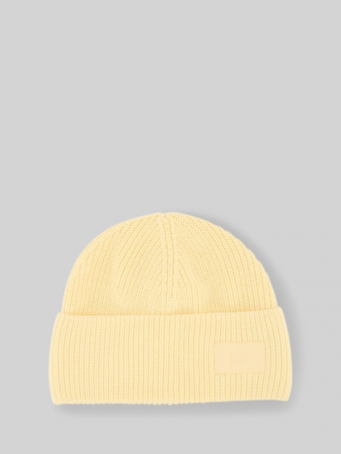 Tom Tailor Beanie Mütze mit Badge - Soft Vanilla Yellow Tom Tailor Beanie Mütze mit Badge - Soft Vanilla Yellow