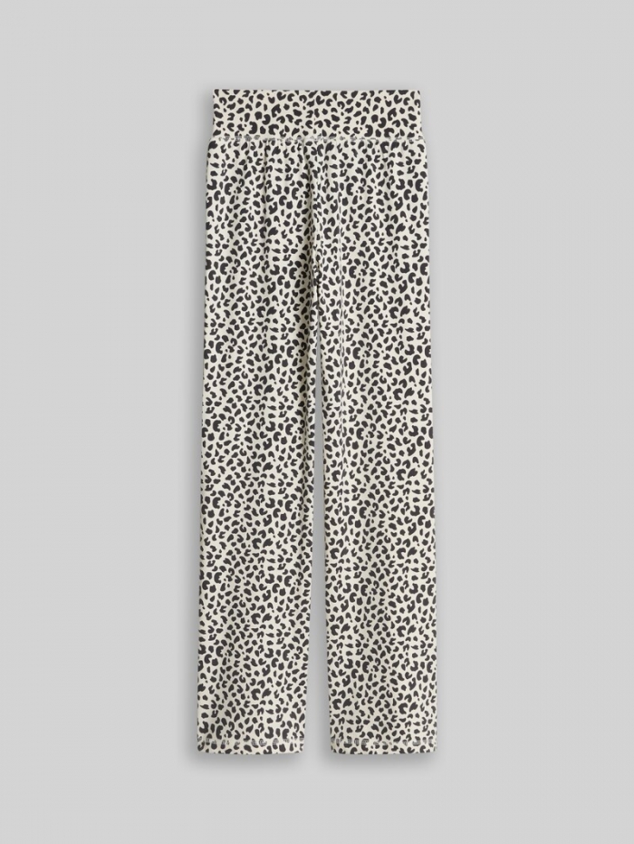 Tom Tailor Flared Leggings - White Dark Navy Leo Tom Tailor Flared Leggings - White Dark Navy Leo