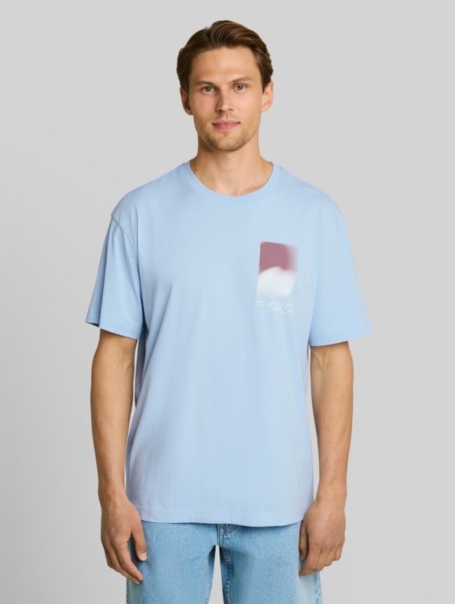 Tom Tailor Relaxed Fit T-Shirt mit Print - Light Metal Blue Tom Tailor Relaxed Fit T-Shirt mit Print - Light Metal Blue