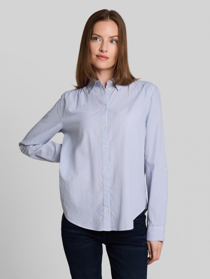 Tom Tailor Hemdbluse mit Turn-up-Funktion - Fern Blue Dobby Tom Tailor Hemdbluse mit Turn-up-Funktion - Fern Blue Dobby