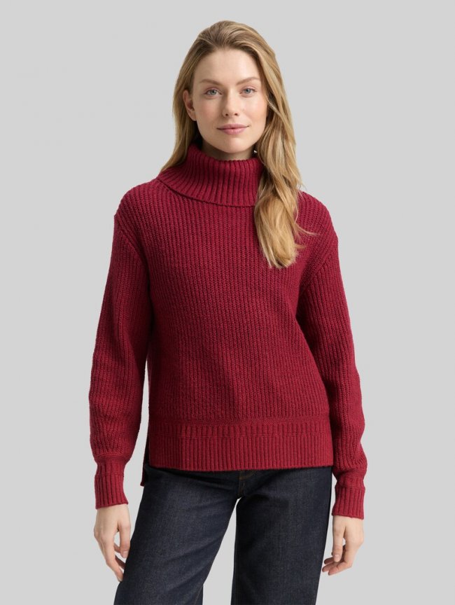 Tom Tailor Loose Fit Rollkragenpullover - Rumba Red Melange Tom Tailor Loose Fit Rollkragenpullover - Rumba Red Melange