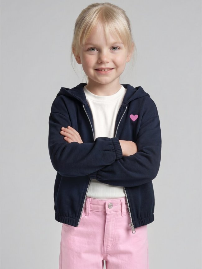 Tom Tailor Cropped Hoodie Sweatjacke mit Stickerei - Sky Captain Blue Tom Tailor Cropped Hoodie Sweatjacke mit Stickerei - Sky Captain Blue