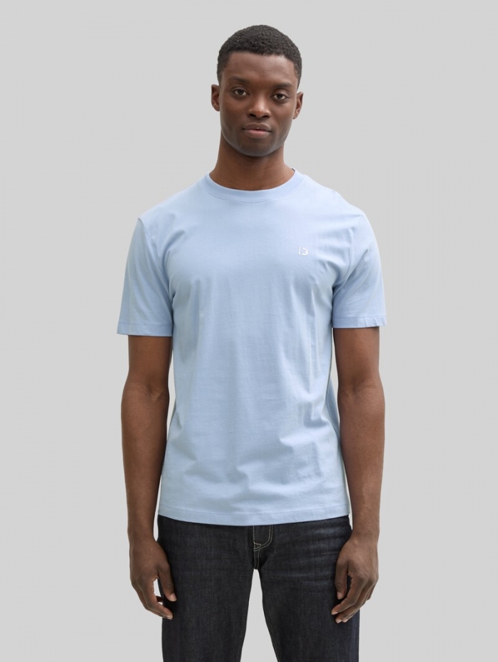 Tom Tailor Basic T-Shirt mit Logo-Print - Brunnera Blue