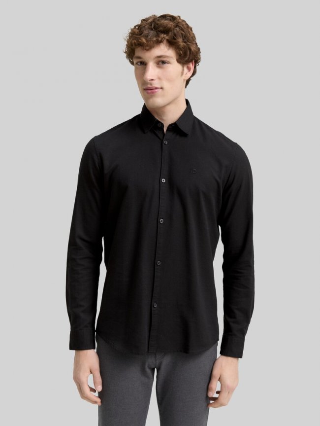 Tom Tailor Regular Fit Hemd mit Logo-Stickerei - Night Watch Black Tom Tailor Regular Fit Hemd mit Logo-Stickerei - Night Watch Black