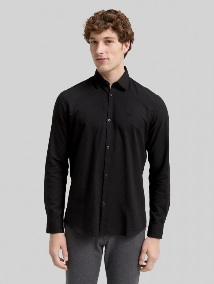 Tom Tailor Regular Fit Hemd mit Logo-Stickerei - Night Watch Black Tom Tailor Regular Fit Hemd mit Logo-Stickerei - Night Watch Black