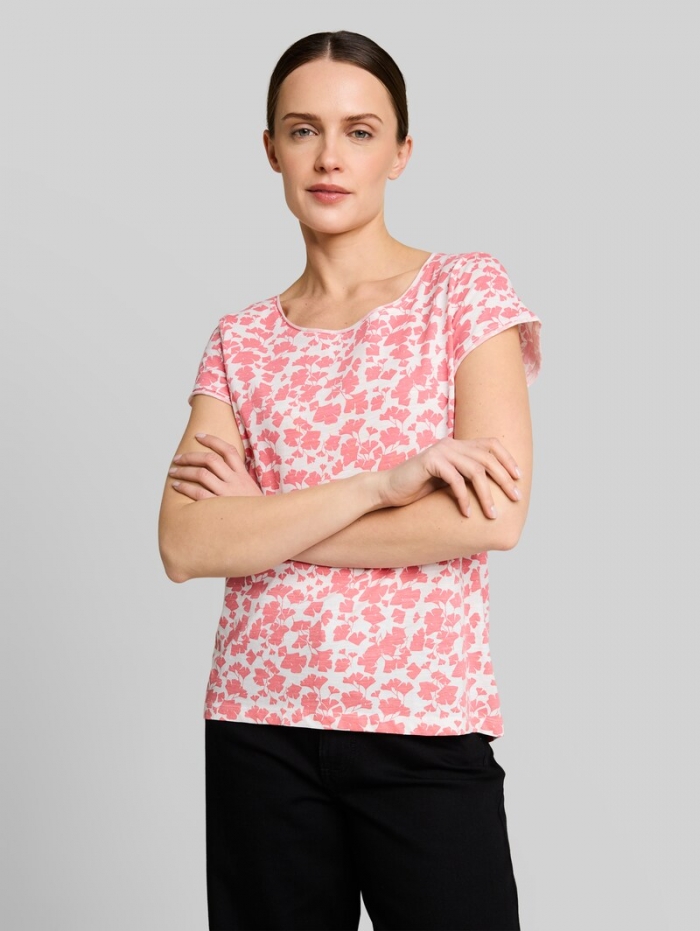 Tom Tailor T-Shirt aus Baumwolle - Coral Pink Ginkgo Minimal Tom Tailor T-Shirt aus Baumwolle - Coral Pink Ginkgo Minimal
