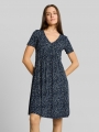 Tom Tailor Jerseykleid mit V-Ausschnitt - Navy Small Leaves Design Tom Tailor Jerseykleid mit V-Ausschnitt - Navy Small Leaves Design