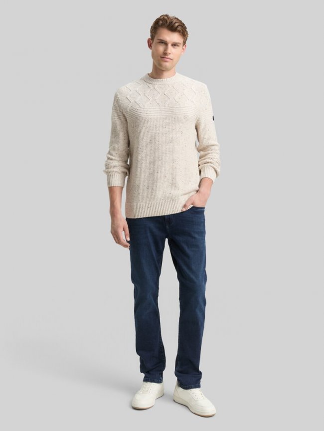 Tom Tailor Strickpullover mit Strukturmix - Offwhite Melange Multi Neps Tom Tailor Strickpullover mit Strukturmix - Offwhite Melange Multi Neps