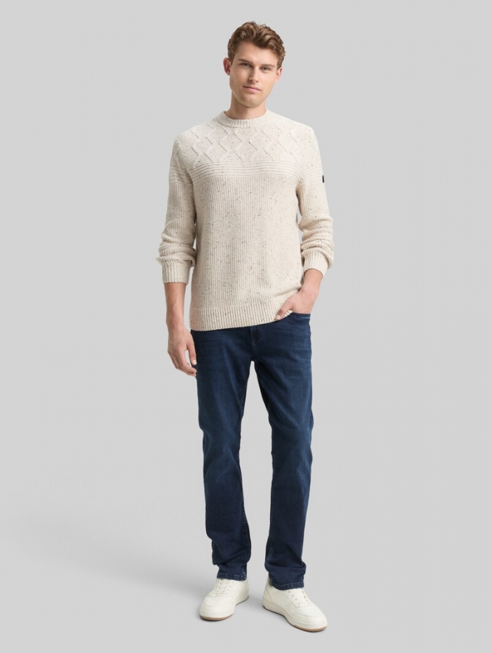 Tom Tailor Strickpullover mit Strukturmix - Offwhite Melange Multi Neps Tom Tailor Strickpullover mit Strukturmix - Offwhite Melange Multi Neps