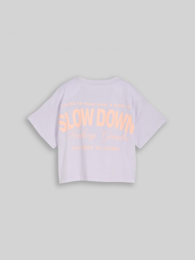 Tom Tailor Cropped T-Shirt mit Rückenprint - Cool Lilac Tom Tailor Cropped T-Shirt mit Rückenprint - Cool Lilac