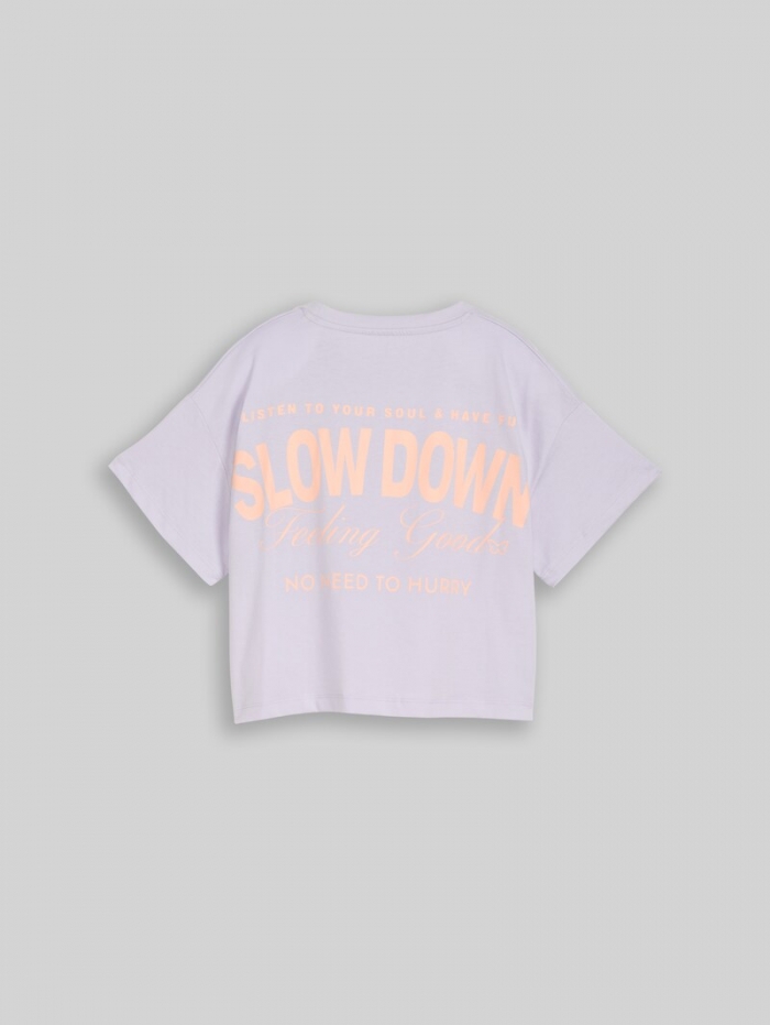 Tom Tailor Cropped T-Shirt mit Rückenprint - Cool Lilac Tom Tailor Cropped T-Shirt mit Rückenprint - Cool Lilac
