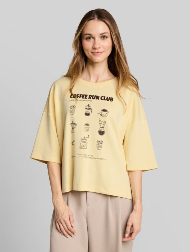 Tom Tailor Boxy Fit T-Shirt mit Print - Soft Vanilla Yellow Tom Tailor Boxy Fit T-Shirt mit Print - Soft Vanilla Yellow