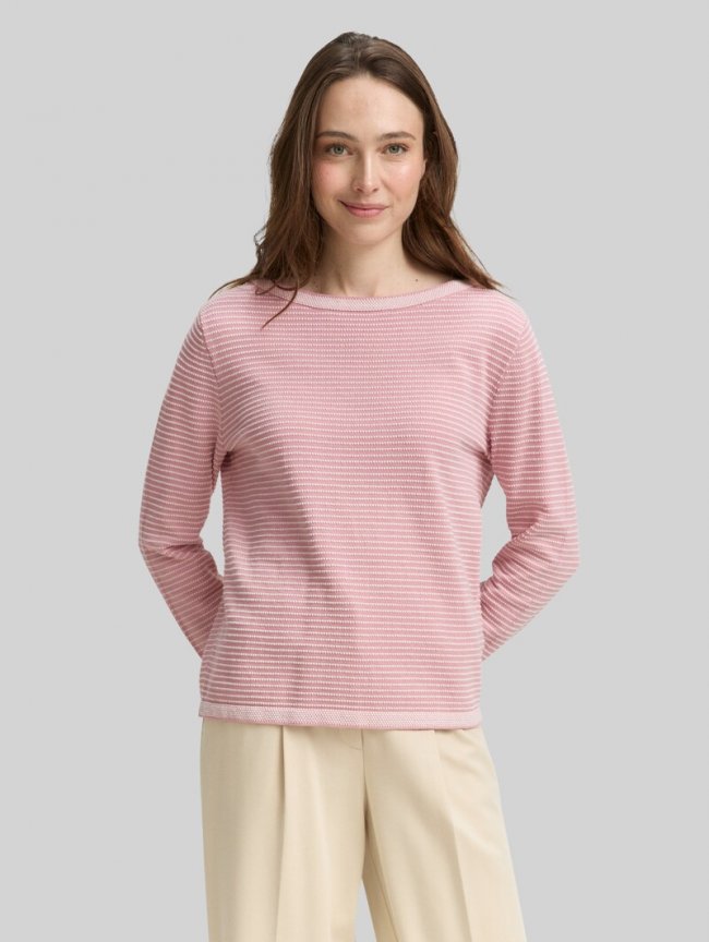 Tom Tailor Strickpullover mit Streifen - Rose Bubble Knit Stripe Tom Tailor Strickpullover mit Streifen - Rose Bubble Knit Stripe