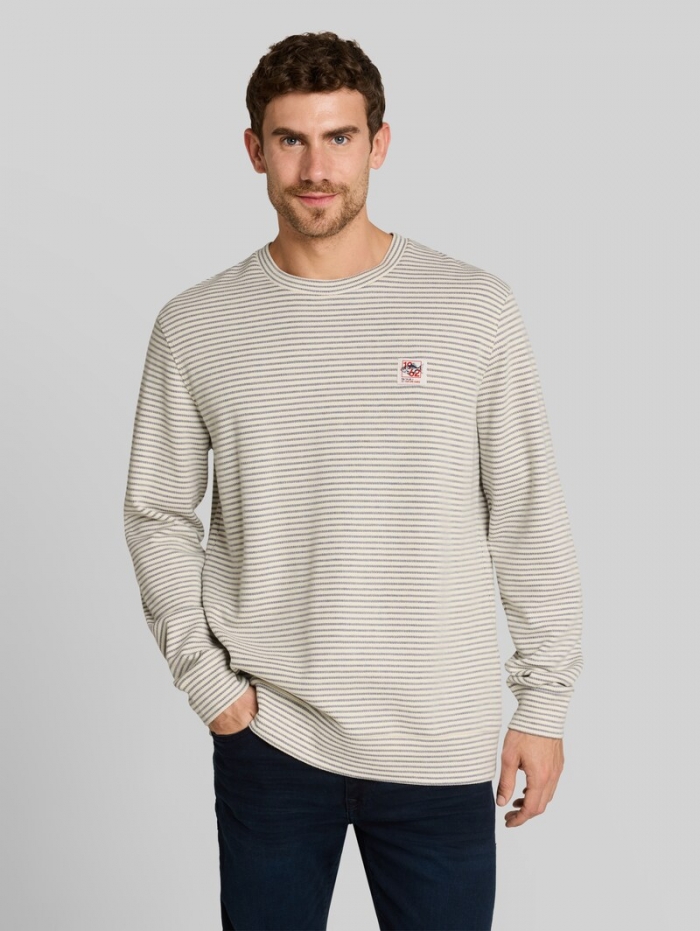 Tom Tailor Langarmshirt mit Streifenmuster - Offwhite Structured Stripe Tom Tailor Langarmshirt mit Streifenmuster - Offwhite Structured Stripe