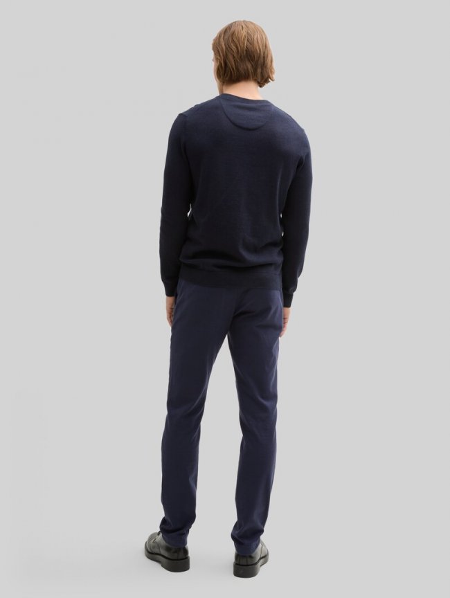 Tom Tailor TTTRAVIS SLIM Chino Hose mit Gürtel - Navy Zig Zag Structure Tom Tailor TTTRAVIS SLIM Chino Hose mit Gürtel - Navy Zig Zag Structure