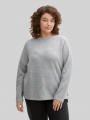 Tom Tailor Plus Size - Soft-Touch Sweatshirt mit Knopfdetails - Medium Silver Grey Melange Tom Tailor Plus Size - Soft-Touch Sweatshirt mit Knopfdetails - Medium Silver Grey Melange