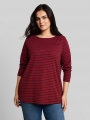 Tom Tailor Plus Size - Langarmshirt mit Streifenmuster - Preppy Plum Red Stripe Tom Tailor Plus Size - Langarmshirt mit Streifenmuster - Preppy Plum Red Stripe