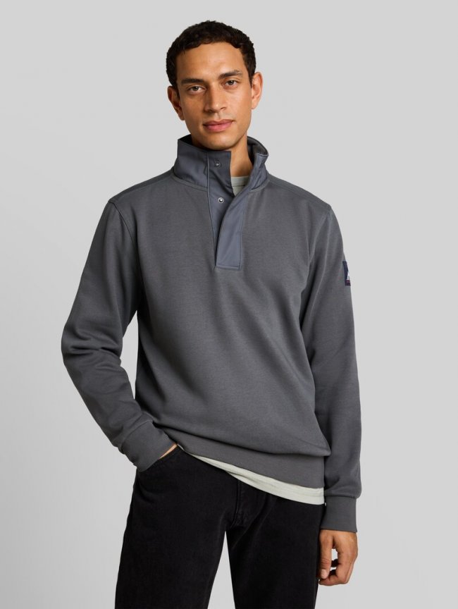 Tom Tailor Troyer Sweatshirt mit Badge - Darkest Olive Tom Tailor Troyer Sweatshirt mit Badge - Darkest Olive