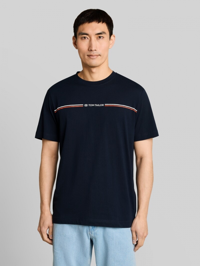 Tom Tailor T-Shirt mit Logo-Print - Sky Captain Blue Tom Tailor T-Shirt mit Logo-Print - Sky Captain Blue