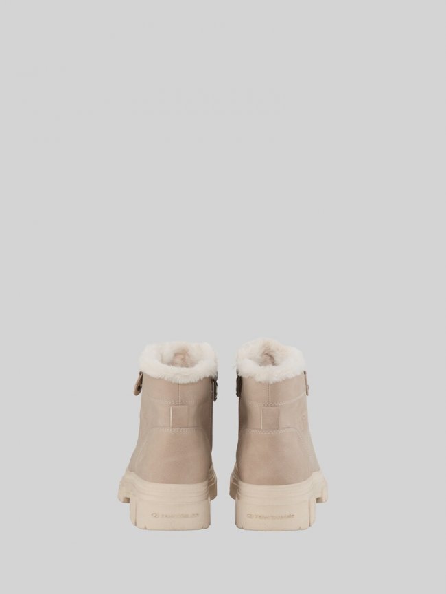 Tom Tailor Gefütterte Stiefeletten mit Fellimitat - Cream Tom Tailor Gefütterte Stiefeletten mit Fellimitat - Cream