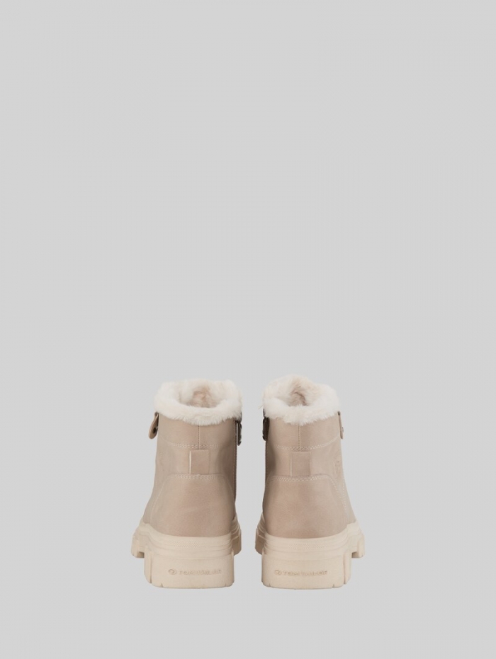 Tom Tailor Gefütterte Stiefeletten mit Fellimitat - Cream Tom Tailor Gefütterte Stiefeletten mit Fellimitat - Cream