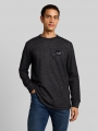 Tom Tailor Langarmshirt mit Badge - Navy Black White Structure Tom Tailor Langarmshirt mit Badge - Navy Black White Structure