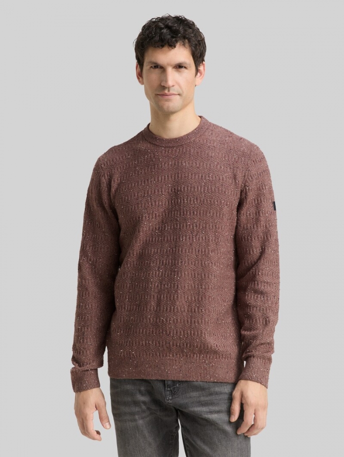 Tom Tailor Strickpullover mit Rundhalsausschnitt - Dark Brown Multicolor Neps Tom Tailor Strickpullover mit Rundhalsausschnitt - Dark Brown Multicolor Neps