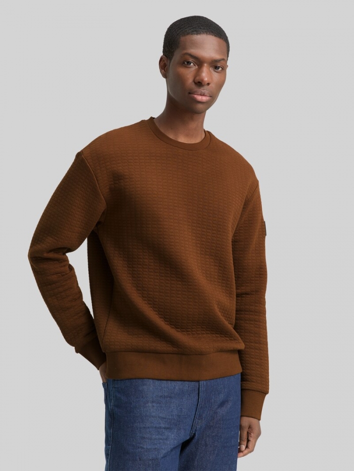 Tom Tailor Sweatshirt mit Logo-Badge - Golden Clay Tom Tailor Sweatshirt mit Logo-Badge - Golden Clay