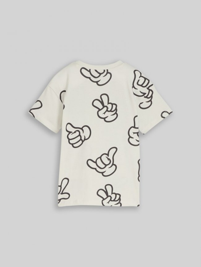 Tom Tailor Oversize T-Shirt mit Muster - Off White Grey Hand Design Tom Tailor Oversize T-Shirt mit Muster - Off White Grey Hand Design